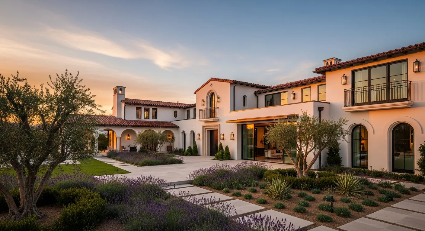 Luxury California home at golden hour